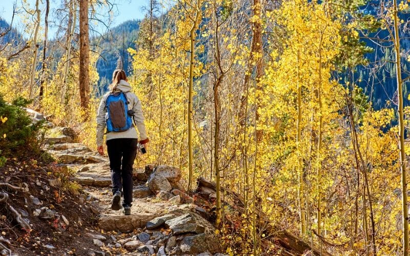 woman hiking a trail