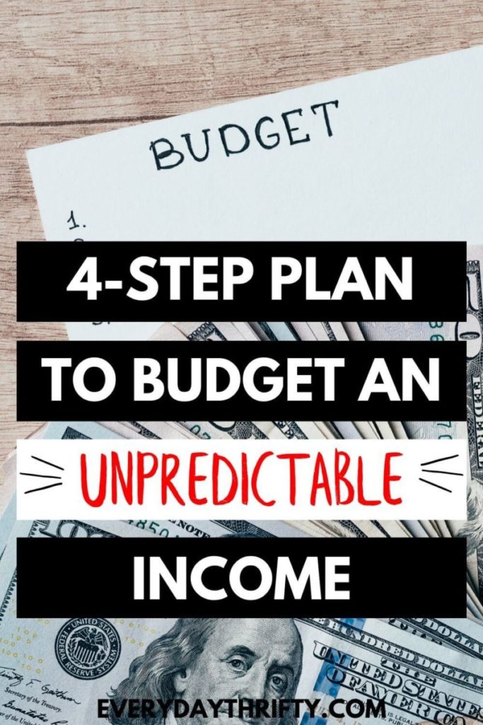 Graphic of money for how to budget on an unpredictable income