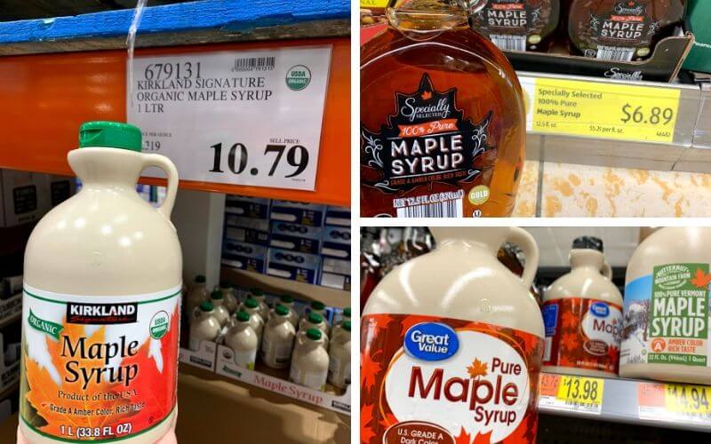 grocery item matchup on maple syrup for price comparison