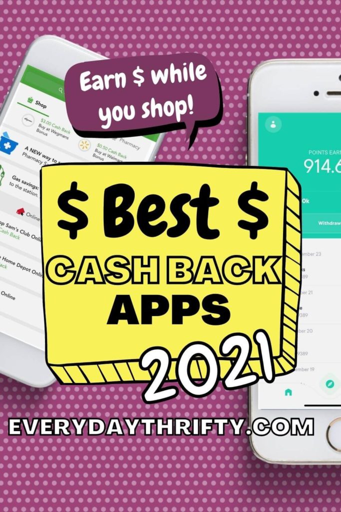Pinterest graphic with cell phone for best cash back apps in 2021